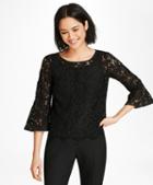 Brooks Brothers Floral Lace Bell Sleeve Blouse