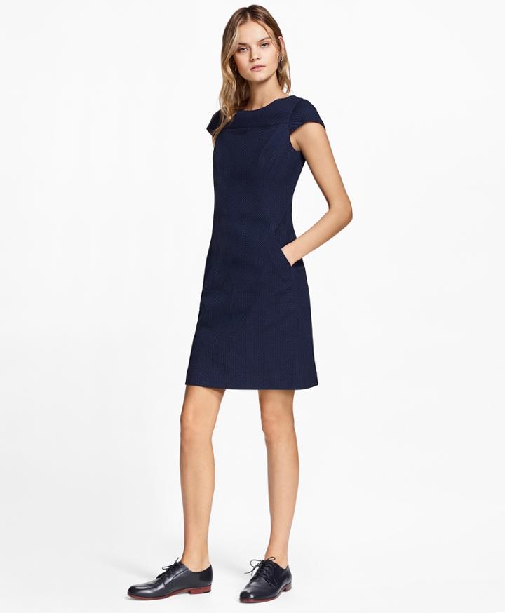 Brooks Brothers Women's Stretch Cotton Jacquard Cap-sleeve Dress