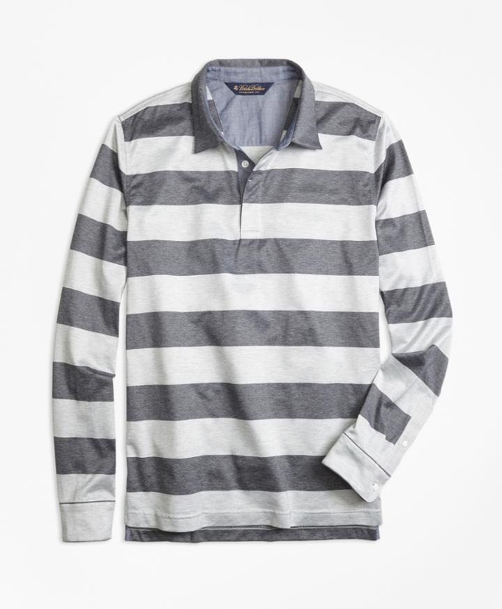 Brooks Brothers Men's Slim Fit Rugby Stripe Long-sleeve Polo Shirt