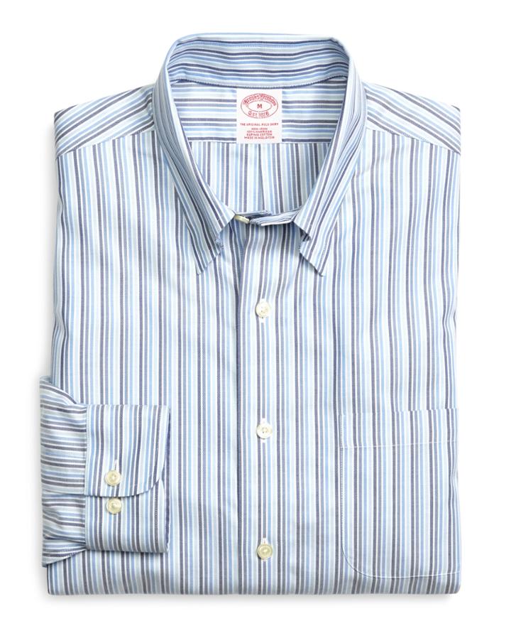 Brooks Brothers Men's Supima Cotton Non-iron Regular Fit Tonal Stripe Twill Sport Shirt