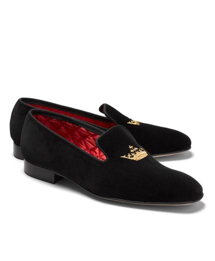 Brooks Brothers Velvet Crown Slippers