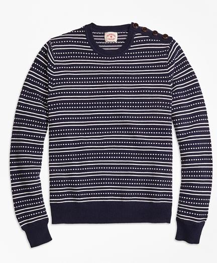 Brooks Brothers Stripe Jacquard Crewneck Sweater