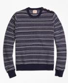 Brooks Brothers Stripe Jacquard Crewneck Sweater