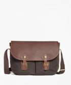 Brooks Brothers Waxed Canvas & Leather Messenger Bag