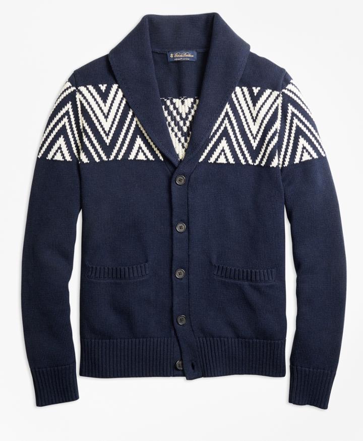 Brooks Brothers Men's Geometric Shawl Collar Cardigan