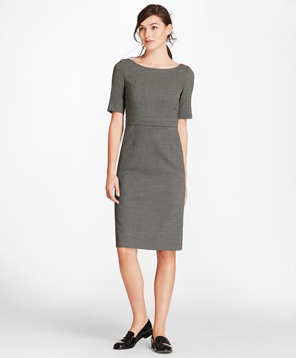Brooks Brothers Petite Bird's-eye Stretch-wool Sheath Dress