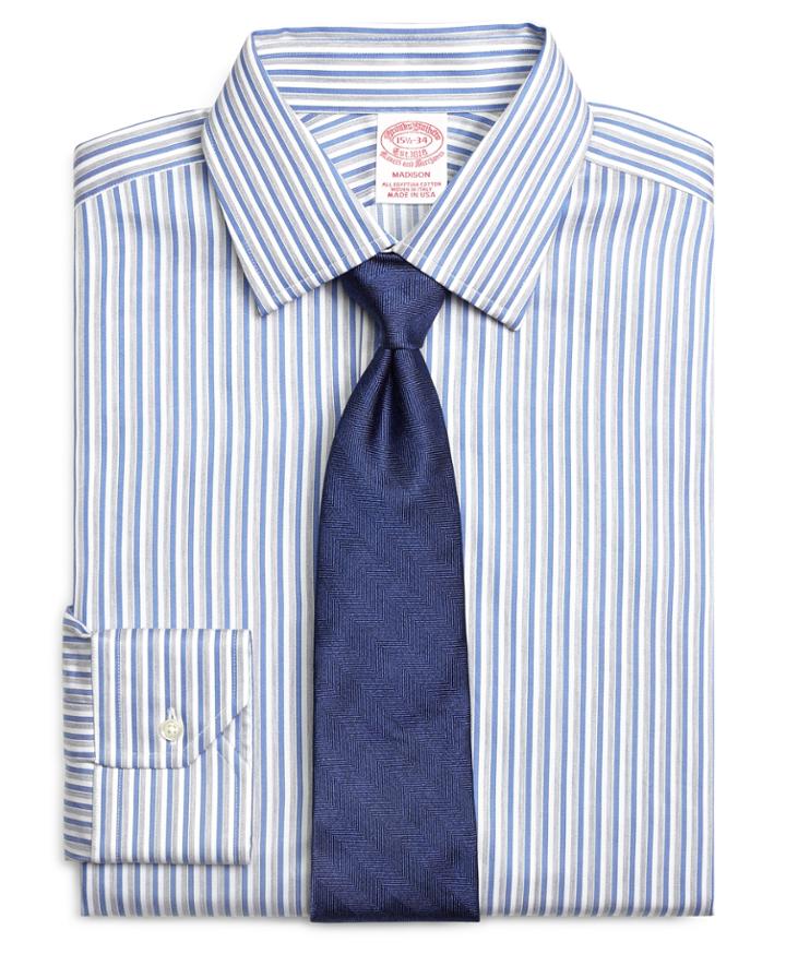 Brooks Brothers Men's Regular Fit Classic-fit Dress Shirt, Heathered Twin Stripe