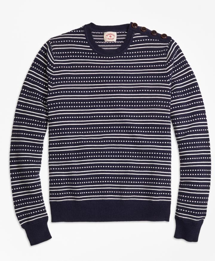 Brooks Brothers Men's Stripe Jacquard Crewneck Sweater