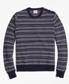 Brooks Brothers Men's Stripe Jacquard Crewneck Sweater