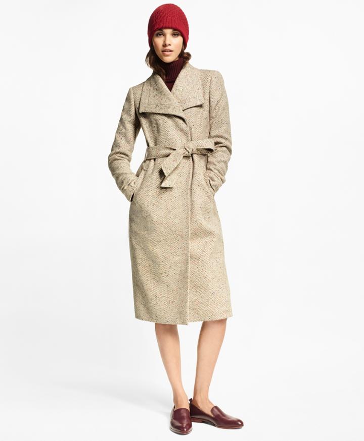 Brooks Brothers Women's Flecked Herringbone Tweed Coat