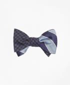 Brooks Brothers Men's Herringbone Texture Framed Stripe With Multi-check Reversible Bow Tie