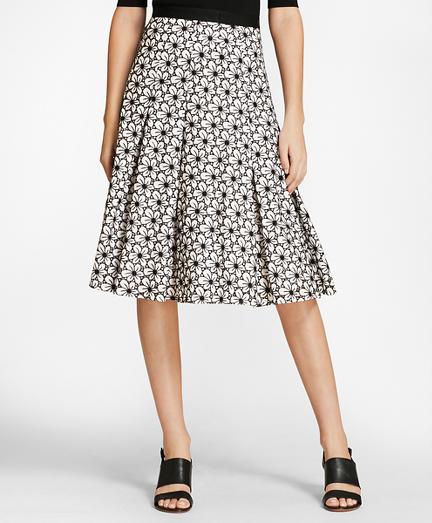 Brooks Brothers Floral Eyelet Cotton Godet Skirt