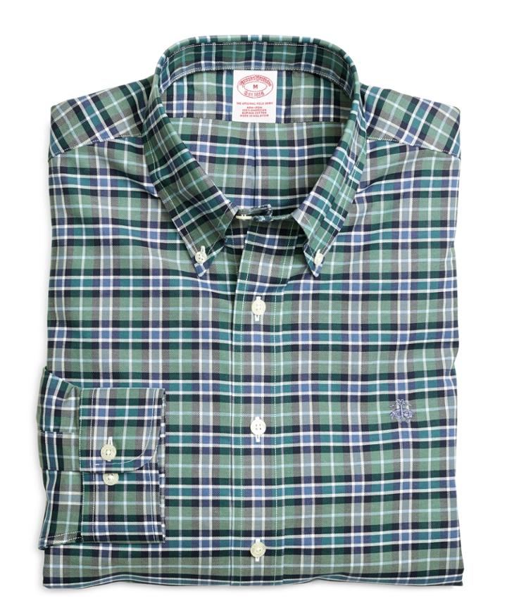 Brooks Brothers Men's Non-iron Regular Fit Green Sport Shirt