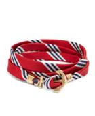 Brooks Brothers Men's Kiel James Patrick Red Mini Bb#1 Stripe Wrap Bracelet
