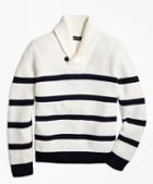 Brooks Brothers Cotton Stripe Shawl Collar Sweater