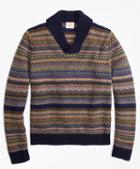 Brooks Brothers Fair Isle Wool-blend Shawl-collar Sweater