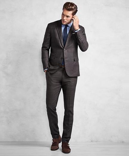 Brooks Brothers Golden Fleece Brown Windowpane Suit