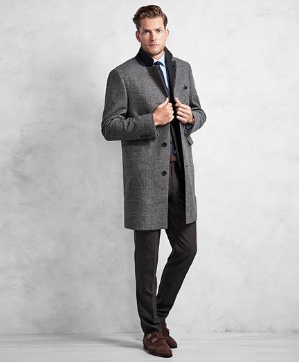 Brooks Brothers Golden Fleece Black And White Plaid Topcoat