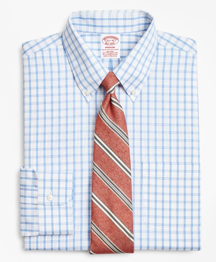 Brooks Brothers Men's Stretch Regular Fit Classic-fit Dress Shirt, Non-iron Outline Windowpane