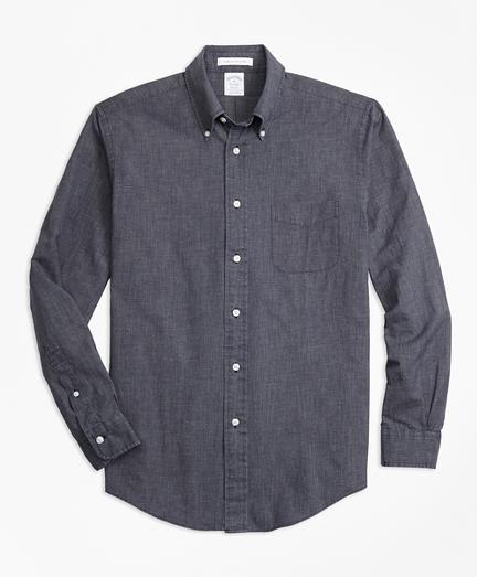 Brooks Brothers Regent Fit Indigo Chambray Micro-check Sport Shirt