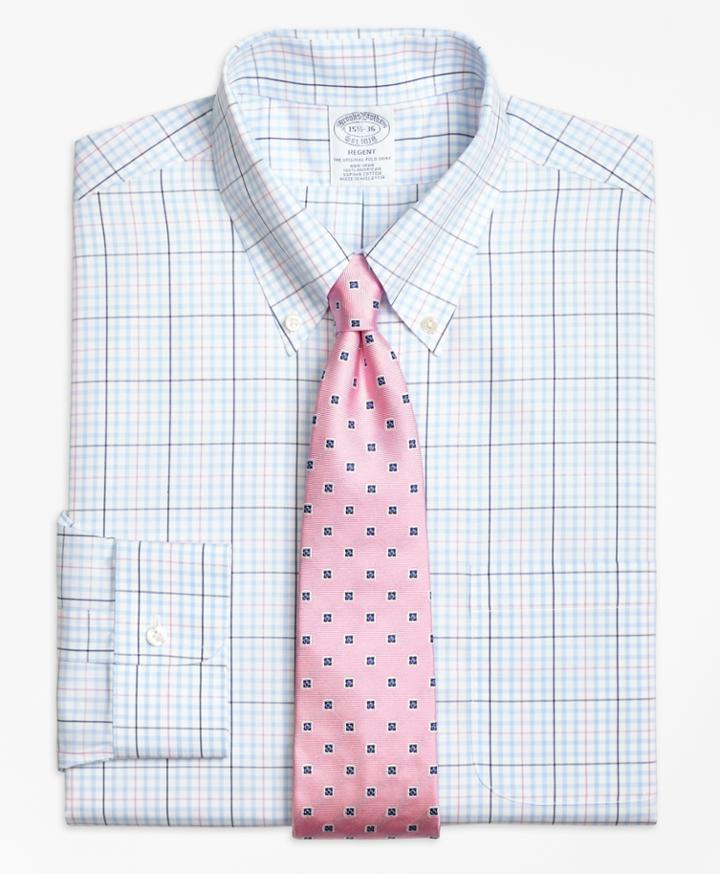 Brooks Brothers Men's Non-iron Slim Fit Alternating Overcheck Dress Shirt