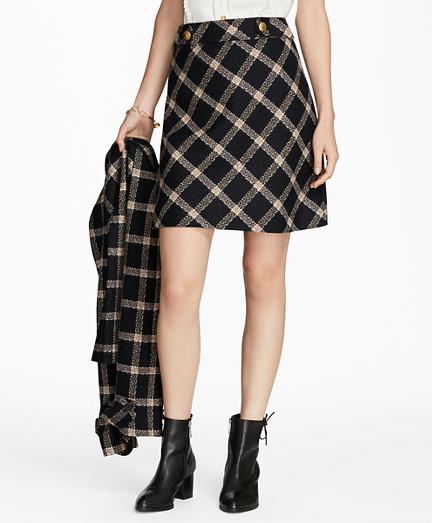 Brooks Brothers Windowpane Wool Boucle Skirt