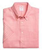 Brooks Brothers Regular Fit Ground Check Short-sleeve Linen Sport Shirt