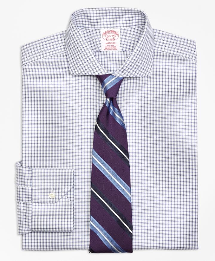 Brooks Brothers Men's Non-iron Regular Fit Framed Twin Check Dress Shirt