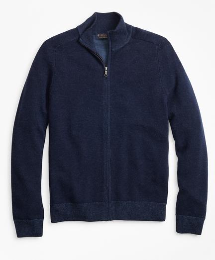 Brooks Brothers Washable Merino Wool Full-zip Sweater