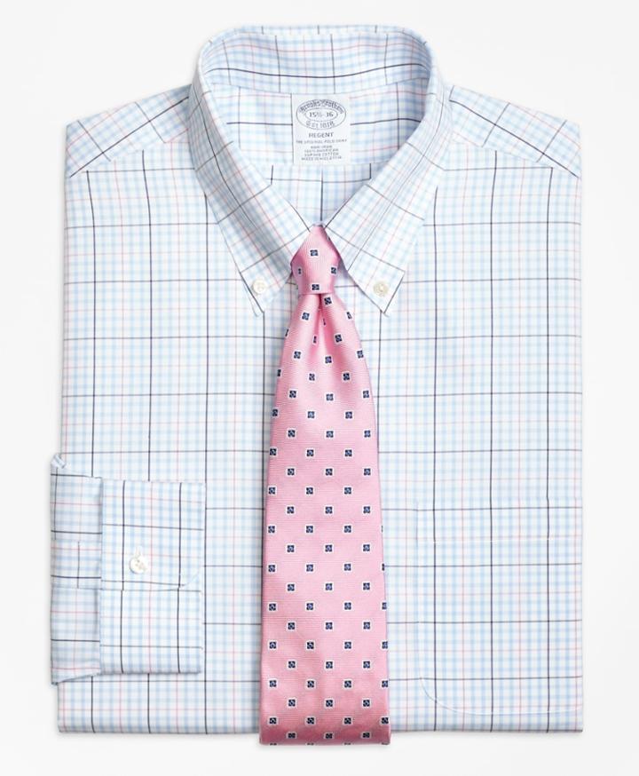 Brooks Brothers Men's Slim Fitted Dress Shirt, Non-iron Alternating Overcheck