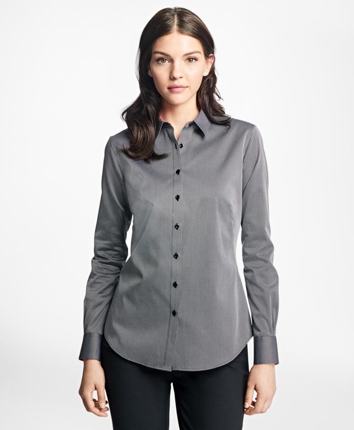 Brooks Brothers Women's Fitted Polka-dot Cotton Dobby Dress Shirt