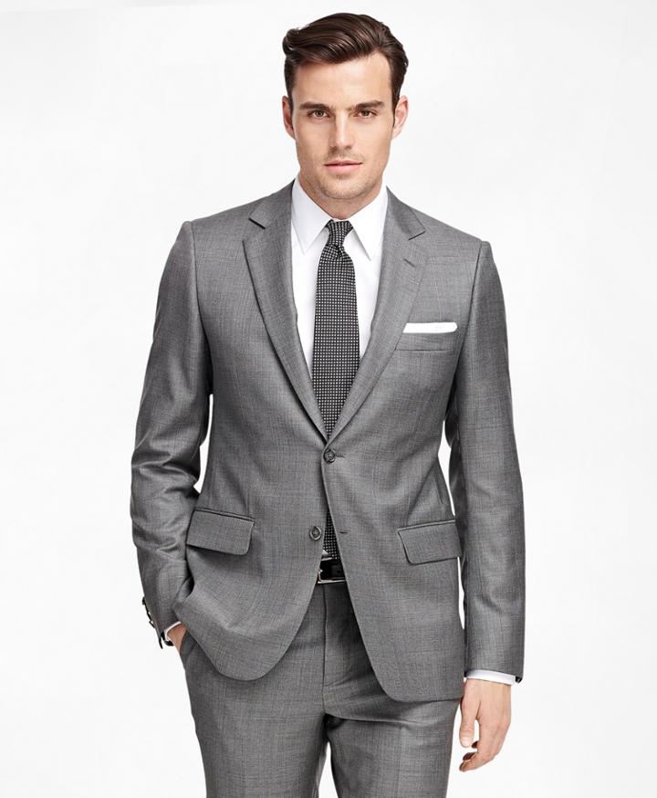 Brooks Brothers Men's Fitzgerald Fit Saxxon Wool Sharkskin 1818 Suit