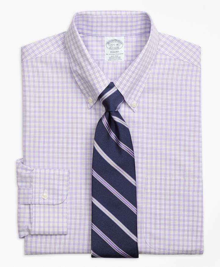 Brooks Brothers Men's Slim Fitted Dress Shirt, Non-iron Twin Gingham