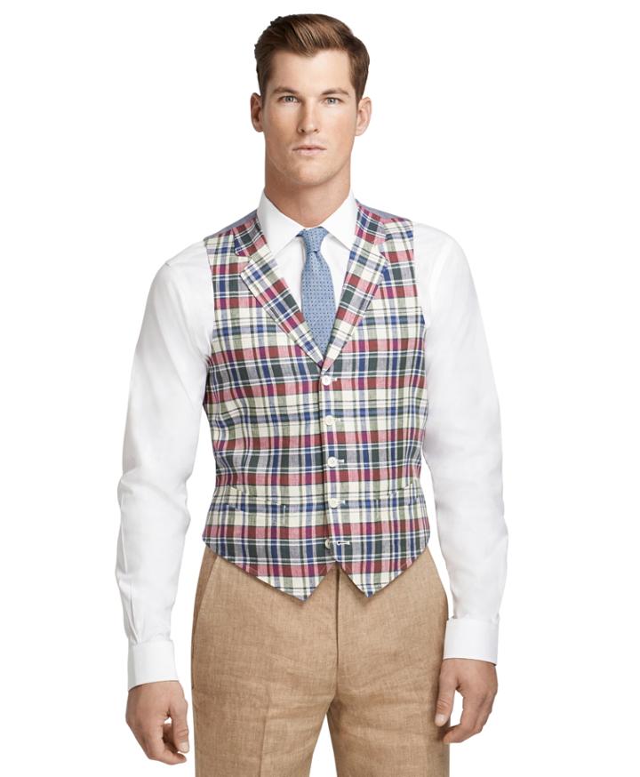 Brooks Brothers Men's Madras Linen Vest