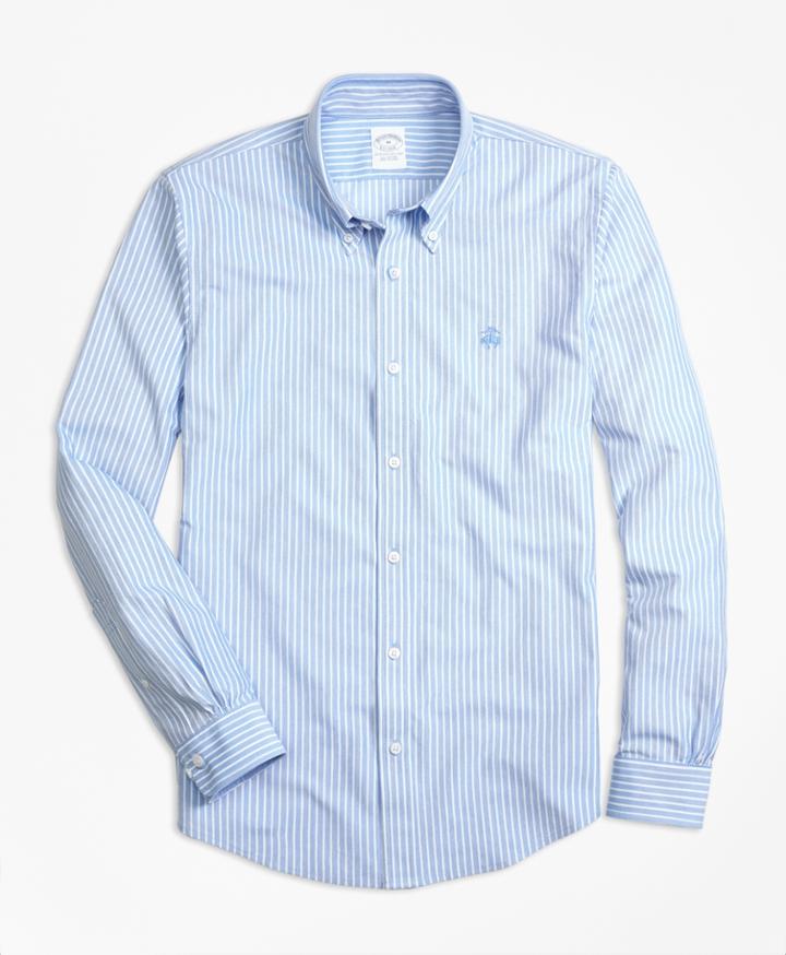 Brooks Brothers Men's Supima Cotton Ground Stripe Button-down Knit Shirt