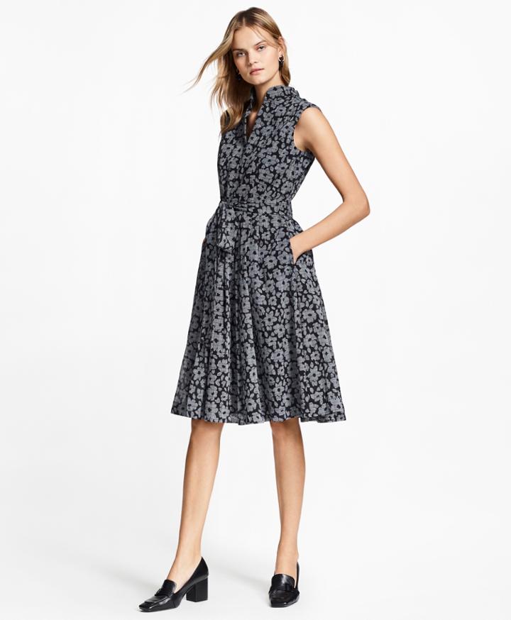 Brooks Brothers Women's Floral-print Glen Plaid Dress