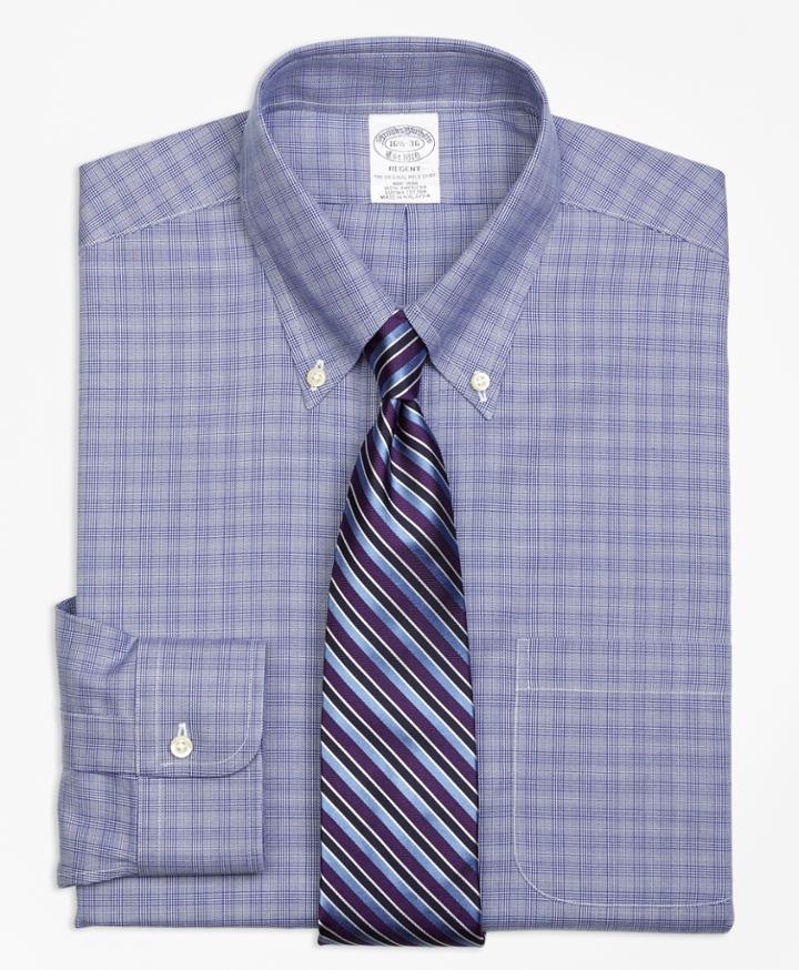 Brooks Brothers Slim Fitted Dress Shirt, Non-iron Glen Plaid