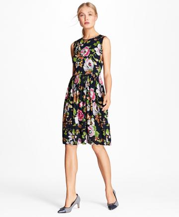 Brooks Brothers Floral-print Georgette A-line Dress