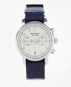 Brooks Brothers Men's Round White Face Watch With Nylon Band