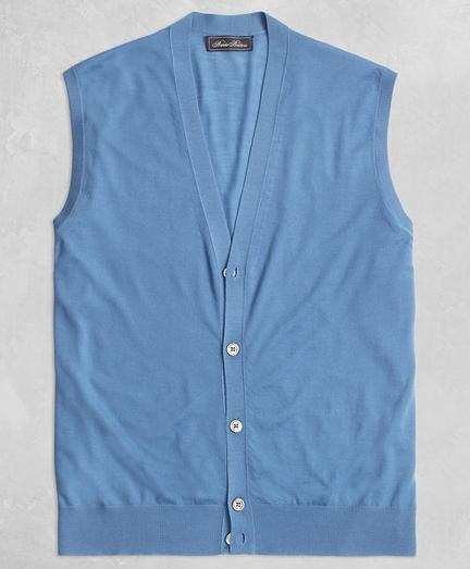Brooks Brothers Golden Fleece 3-d Knit Fine Gauge Button Vest Sweater