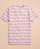 Brooks Brothers Multi-color Stripe Slub Jersey Pocket T-shirt