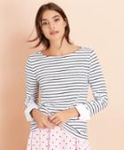 Brooks Brothers Striped Jersey Contrast-cuff Top