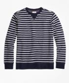 Brooks Brothers Reverse French Terry Striped Crewneck Pullover