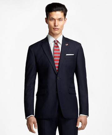 Brooks Brothers Milano Fit Saxxon Wool Alternating Stripe 1818 Suit