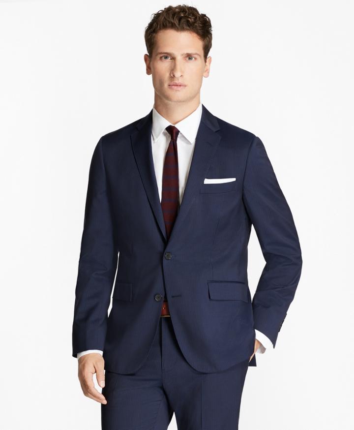 Brooks Brothers Men's Alternating Pinstripe Wool Suit Jacket