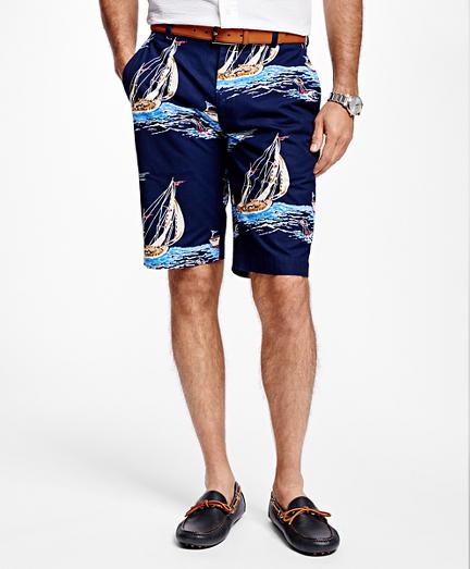 Brooks Brothers Sailboat Print Bermuda Shorts