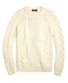 Brooks Brothers Handknit Aran Cable Crewneck Sweater