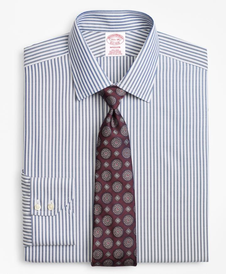 Brooks Brothers Men's Regular Fit Classic-fit Dress Shirt, Non-iron Alternating Twin Stripe