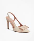 Brooks Brothers Women's Grosgrain-trimmed Leather Slingback Stiletto Pumps