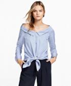 Brooks Brothers Women's Off-the-shoulder Striped Cotton Shirt